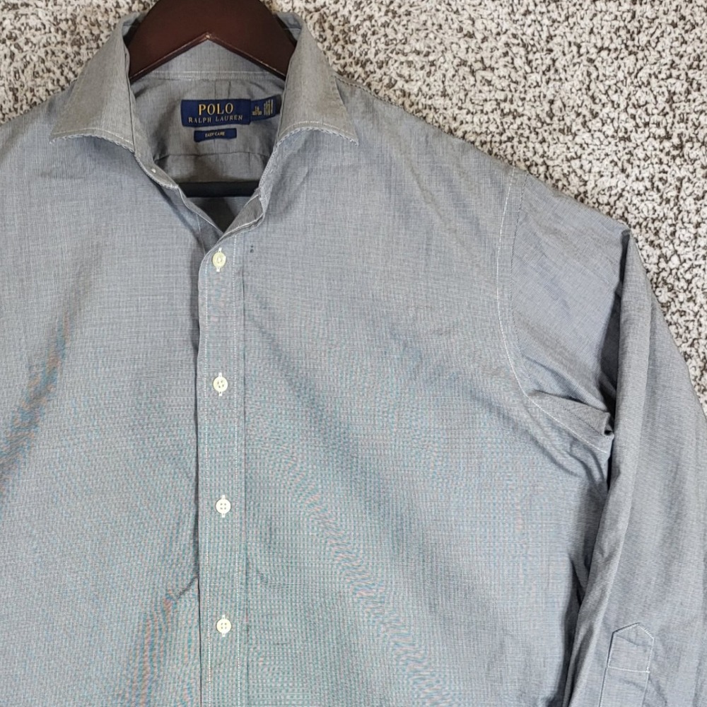 Polo Ralph Lauren Easy Care Dress Shirt Houndstooth Gray Mens 16 32/33‎ Read*